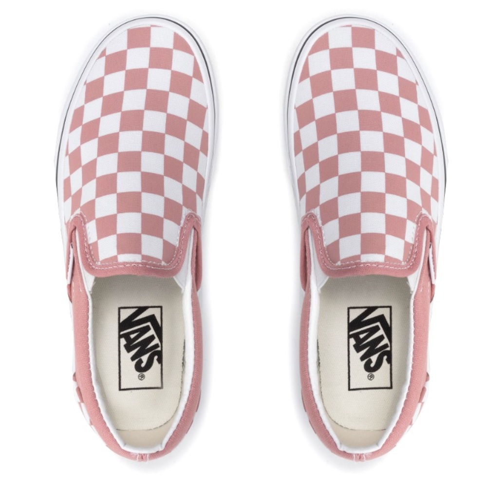 Vans Classic Women’s Checkered Slip On Shoes in Rose
